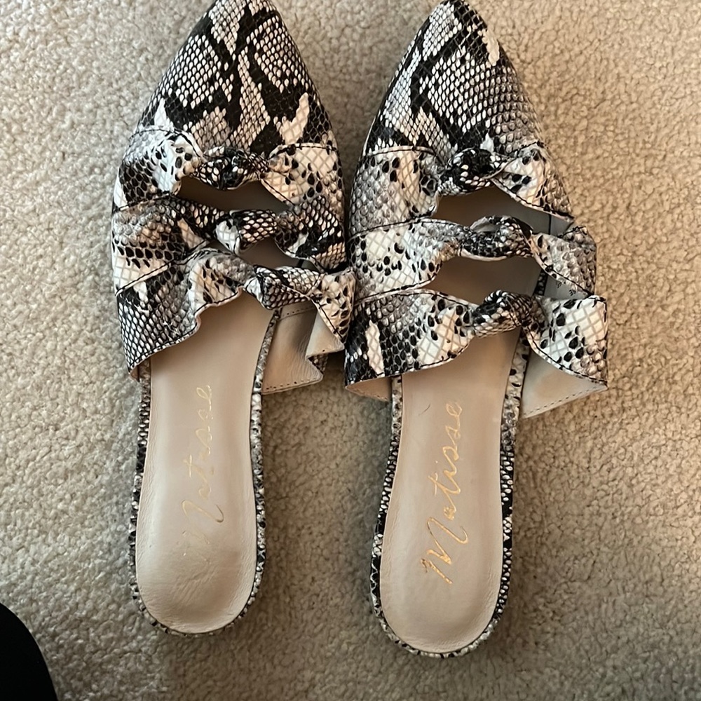 Anthropologie mules snakeskin